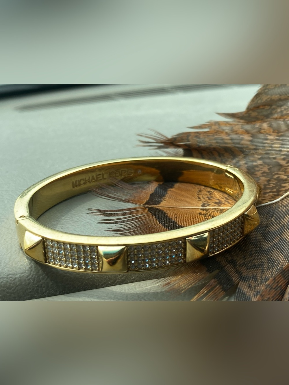 Michael Kors Gold Pavé Stud Spike Bangle Bracelet 6